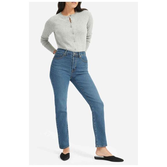 EVERLANE Womens Jeans Size 24 Medium Wash Slim Straight Ankle Cigarette - Picture 1 of 10